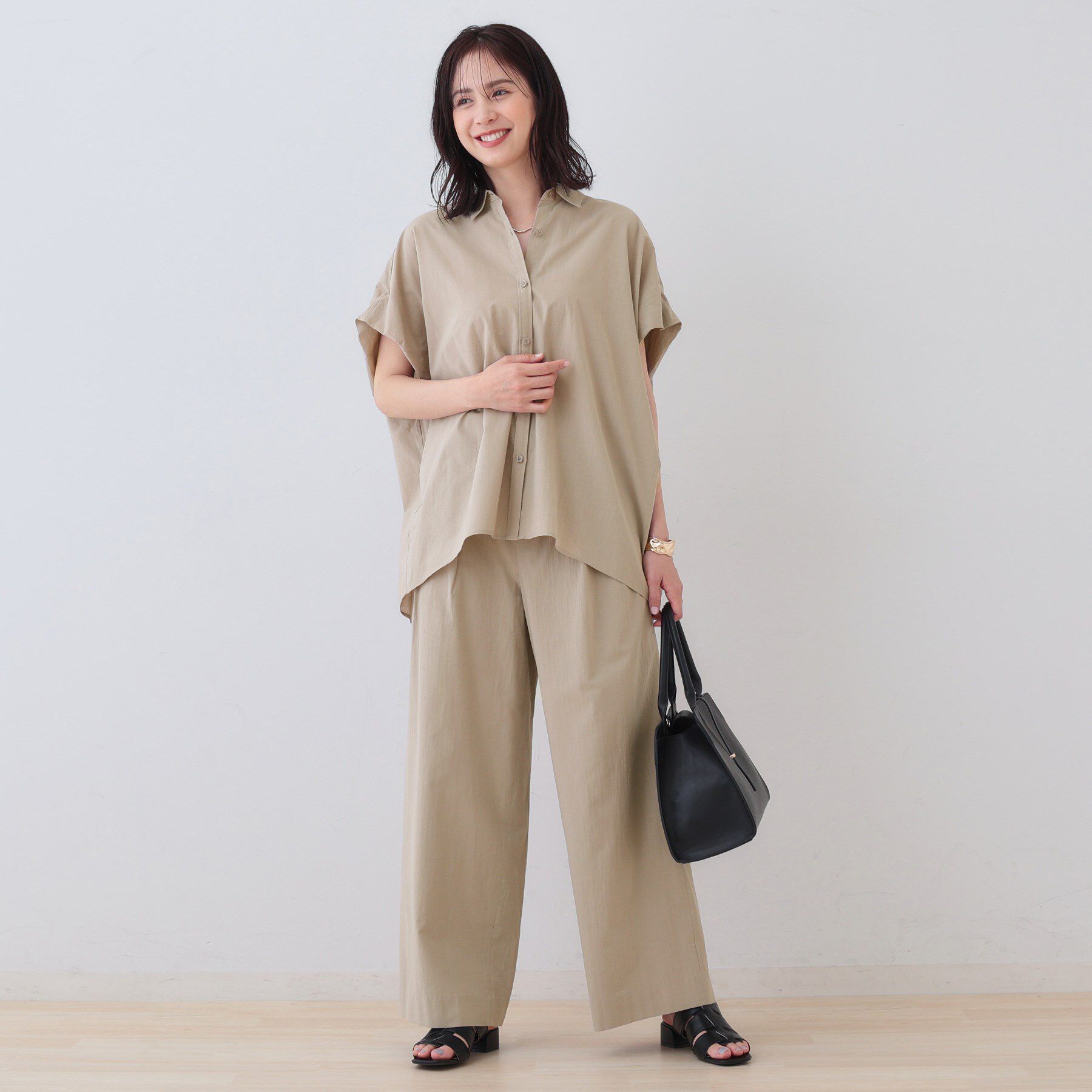 INDIVI「【SETUP可能/涼しい】コットンワイドパンツ」|その他|
