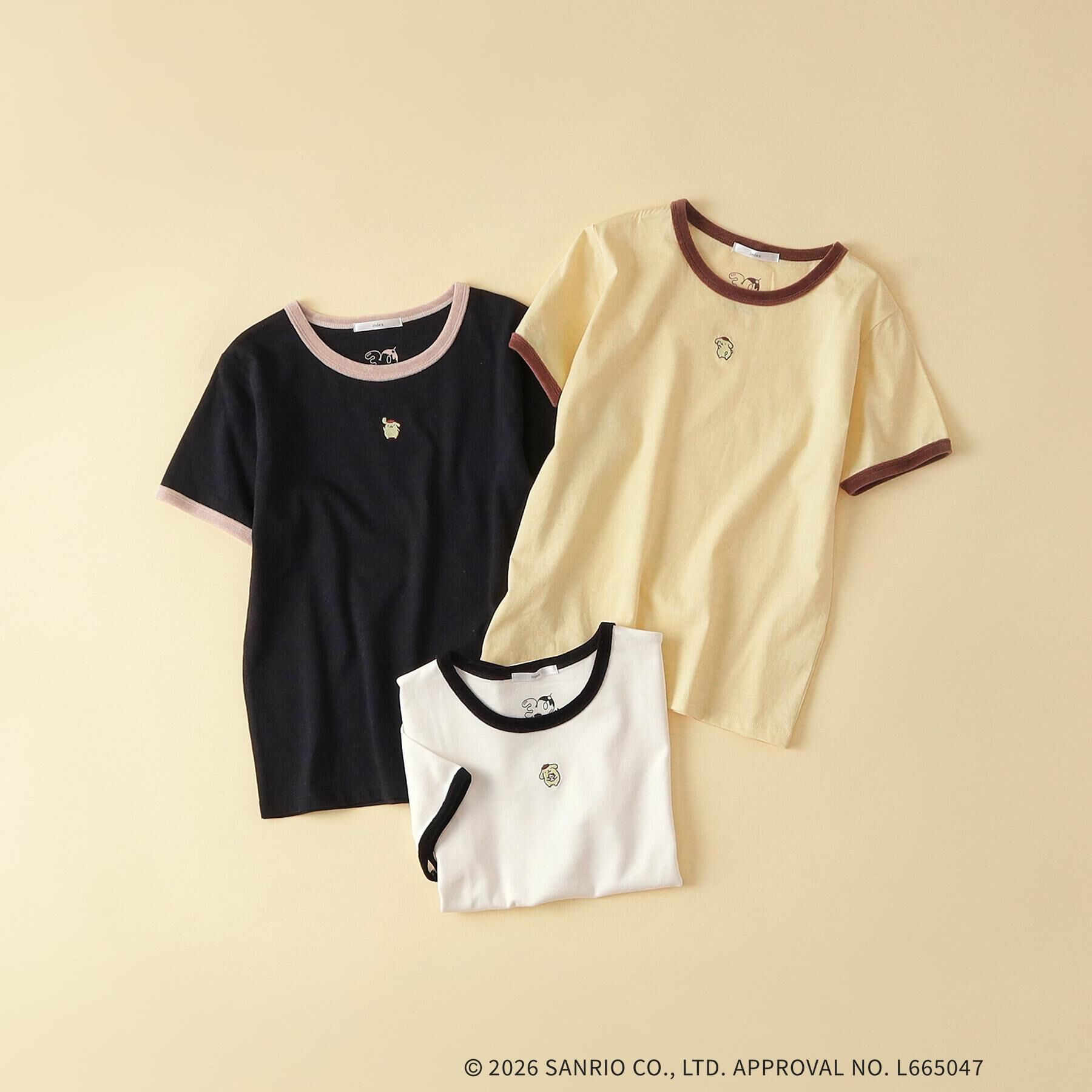 index「【ポムポムプリン】リンガーベロアTシャツ【洗濯機OK】」|Tシャツ・カットソー|