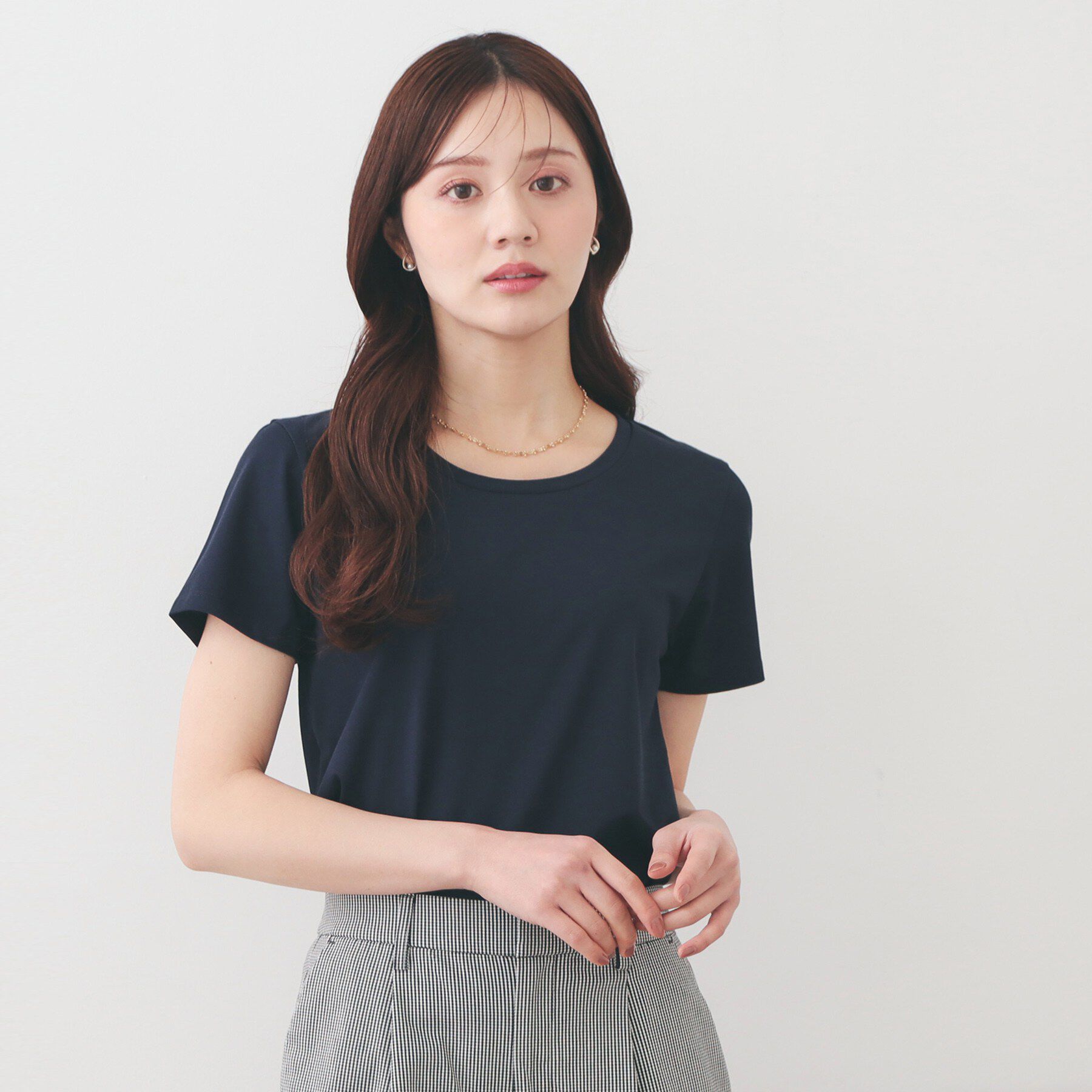 index「【UVケア/接触冷感/吸水速乾】薄手なのに透けにくい！ベーシックTシャツ《洗濯機OK/S～3L/6c」|Tシャツ・カットソー|ネイビー(894)