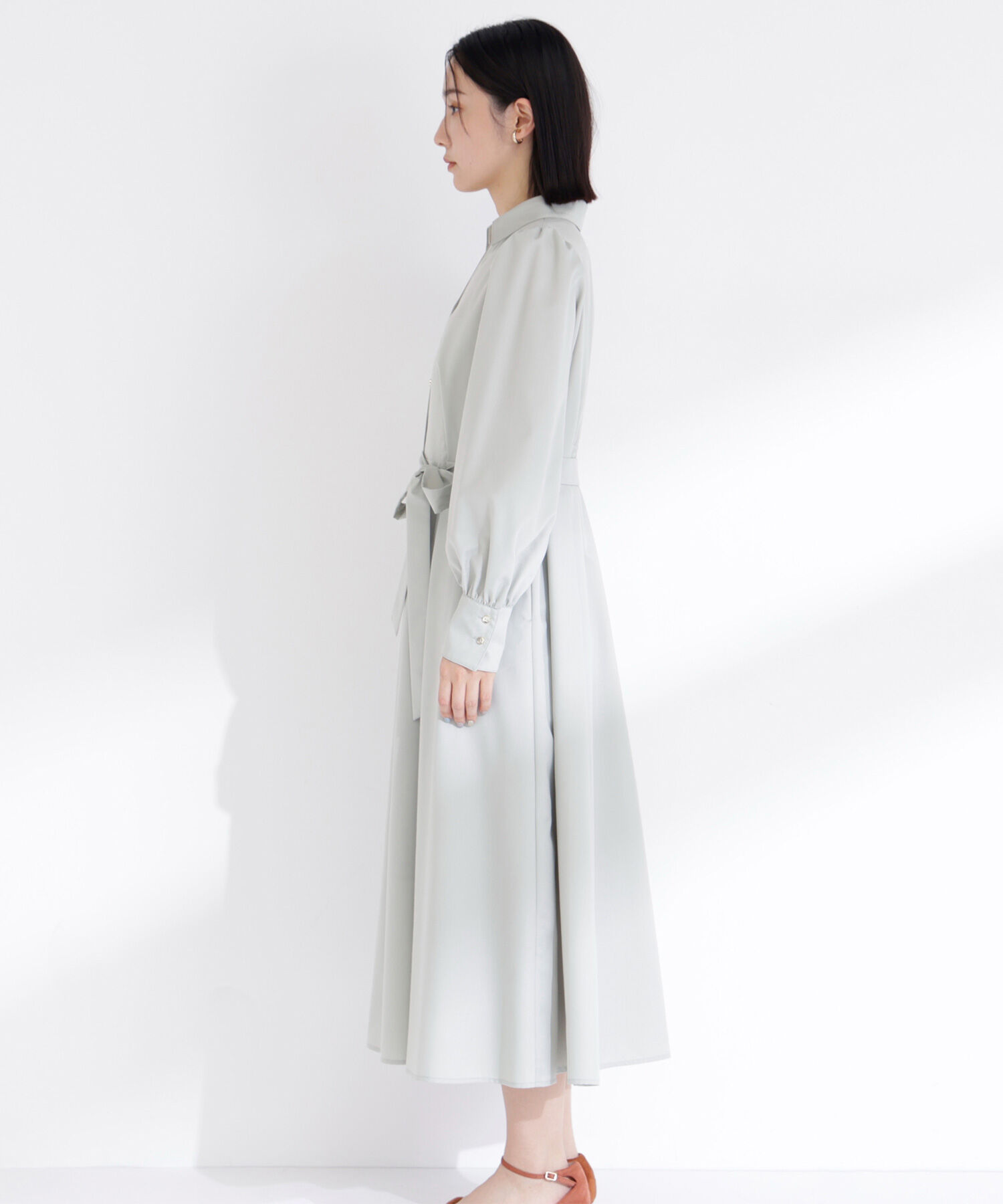  「リボンベルテッドシャツワンピース」|ワンピース|