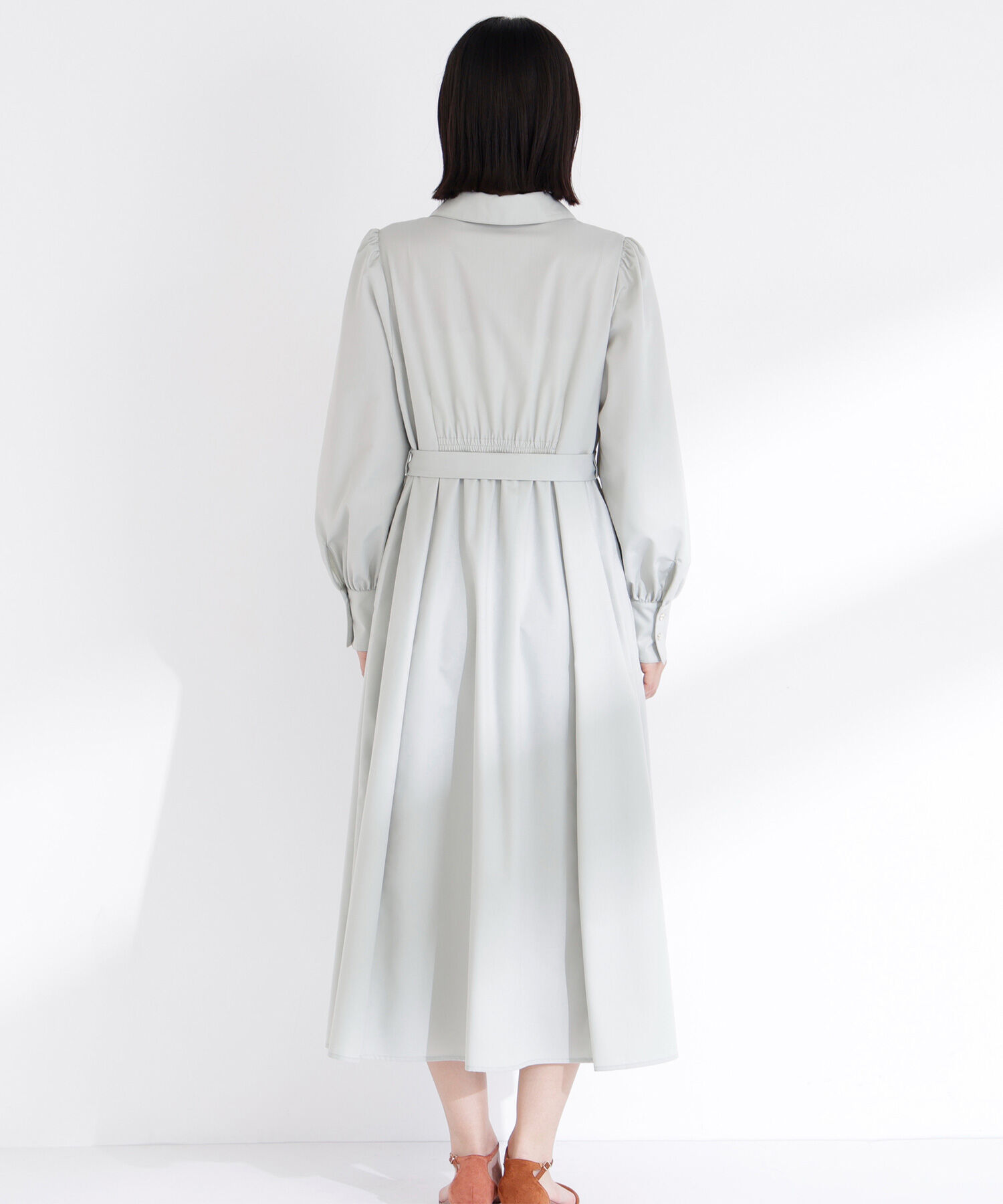  「リボンベルテッドシャツワンピース」|ワンピース|