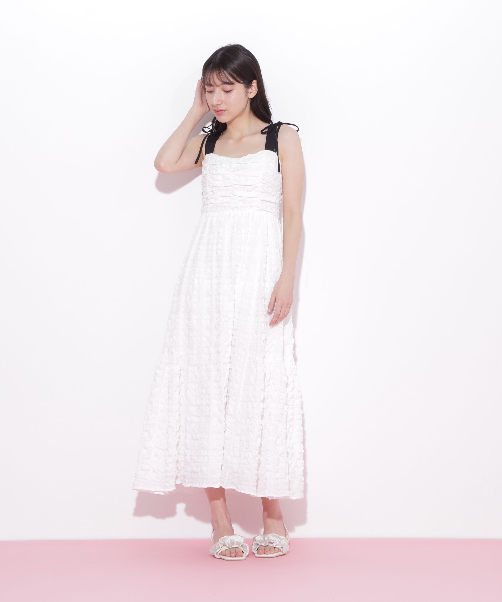  「ショルダーリボンワンピース」|ワンピース|