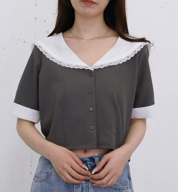 archives「【ＳＥＴ　ＵＰ対応】レースセーラーカラーシャツジャケット」|シャツ・ブラウス|
