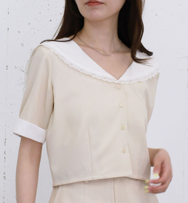 archives「【ＳＥＴ　ＵＰ対応】レースセーラーカラーシャツジャケット」|シャツ・ブラウス|IVORY