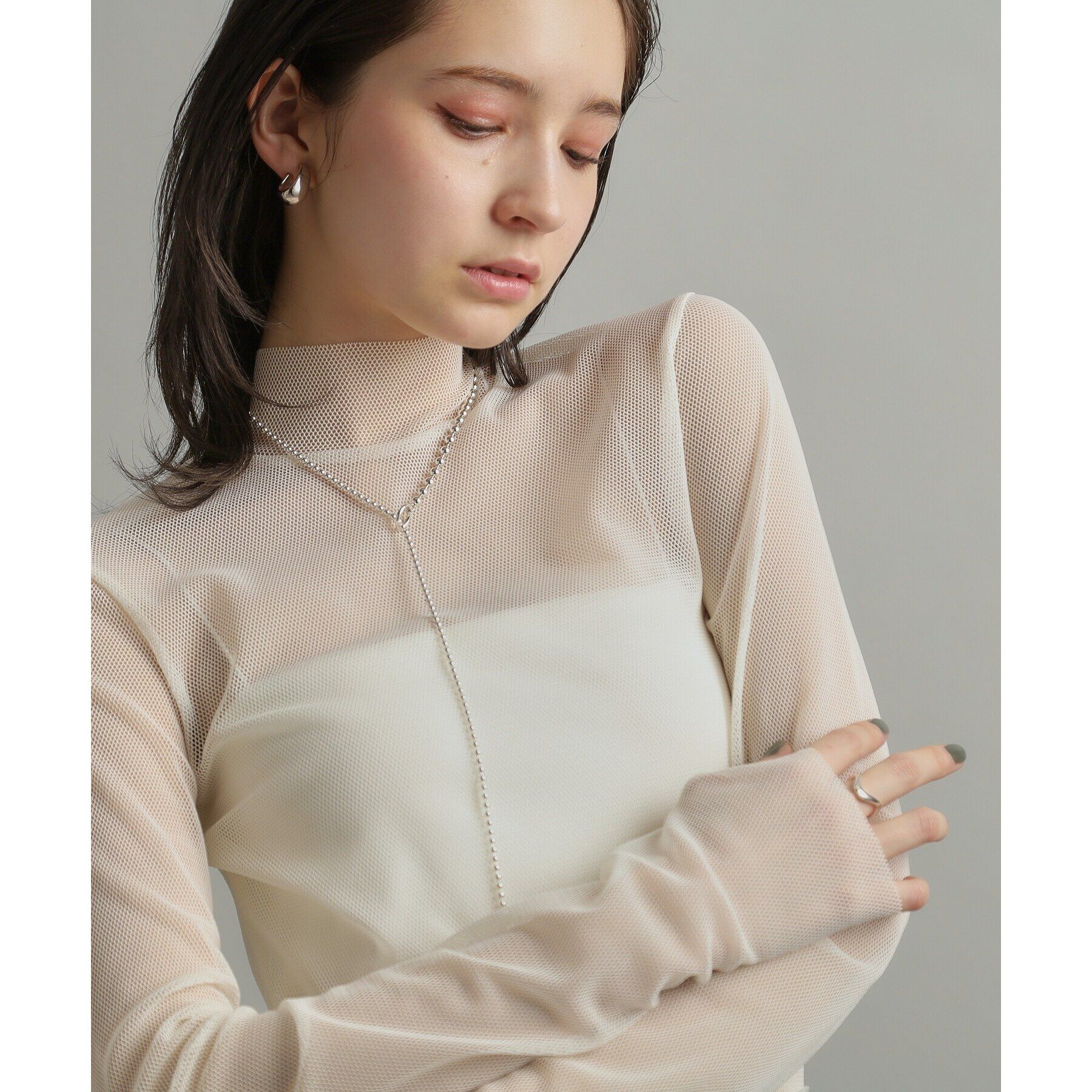 COCOSHNIK ONKITSCH「シルバー ホロウフープ ドロップピアス」|ピアス|