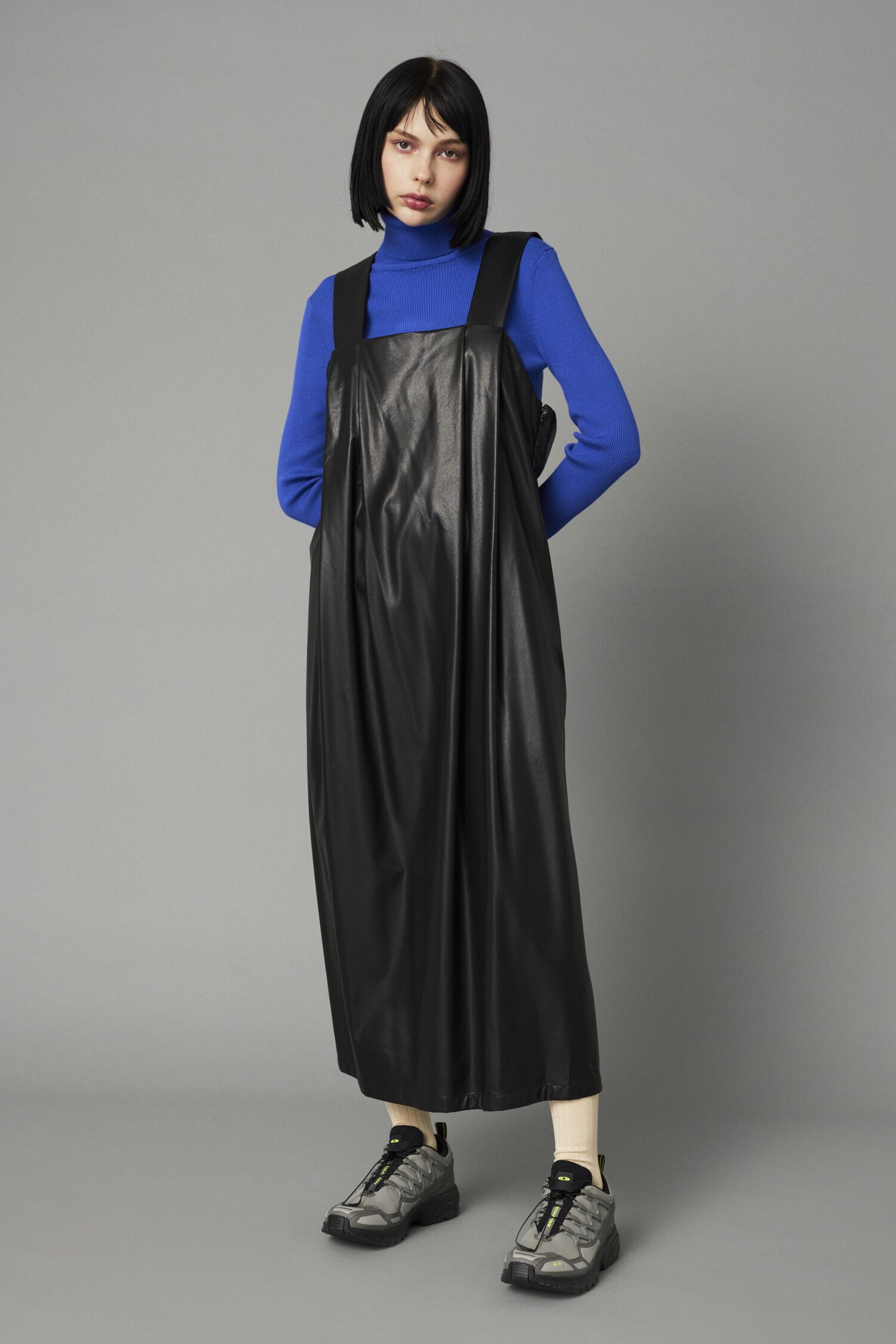 HeRIN.CYE「Leather like long dress」|ワンピース|BLK