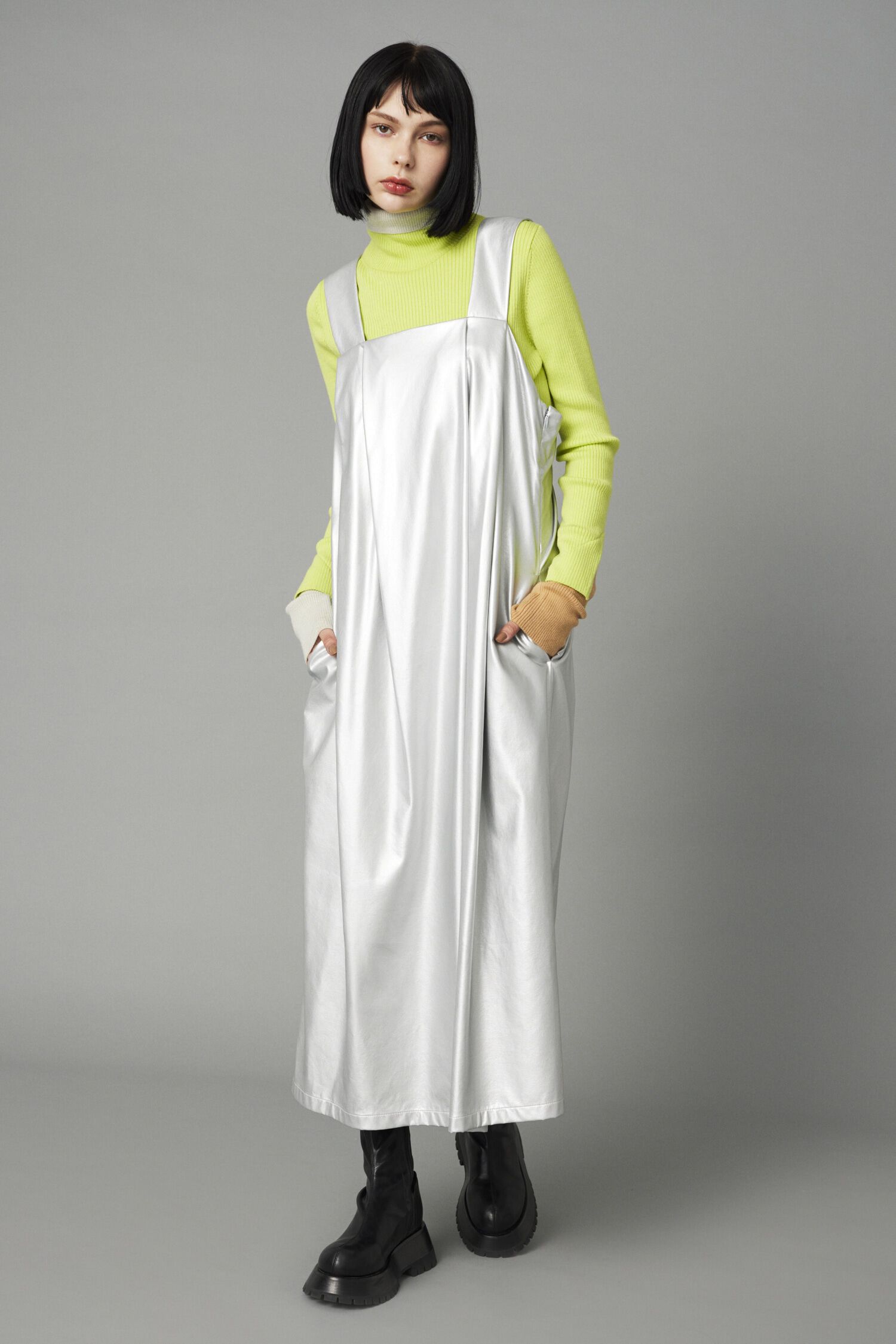 HeRIN.CYE「Leather like long dress」|ワンピース|SLV