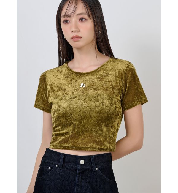 MURUA「クロップドシアーベロアTシャツ」|Tシャツ・カットソー|マスタード