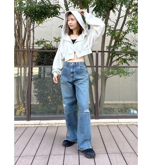 Ungrid「ヘムスリットクラッシュデザインデニム」|デニム|