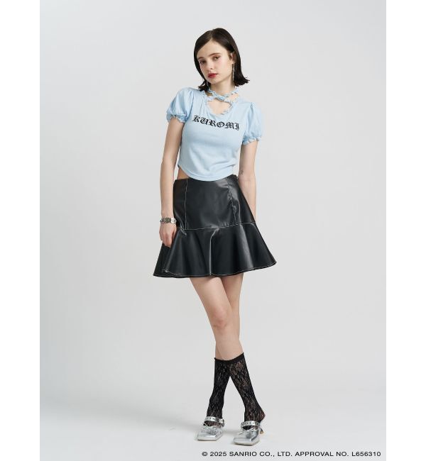jouetie「【メロクロコラボ】KUROMIフリルチョーカーリボントップス」|Tシャツ・カットソー|