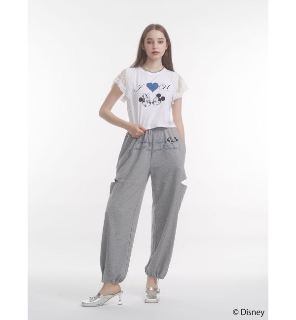 jouetie「【Mickey&Minnie】ILOVEレースリメイクトップス」|Tシャツ・カットソー|
