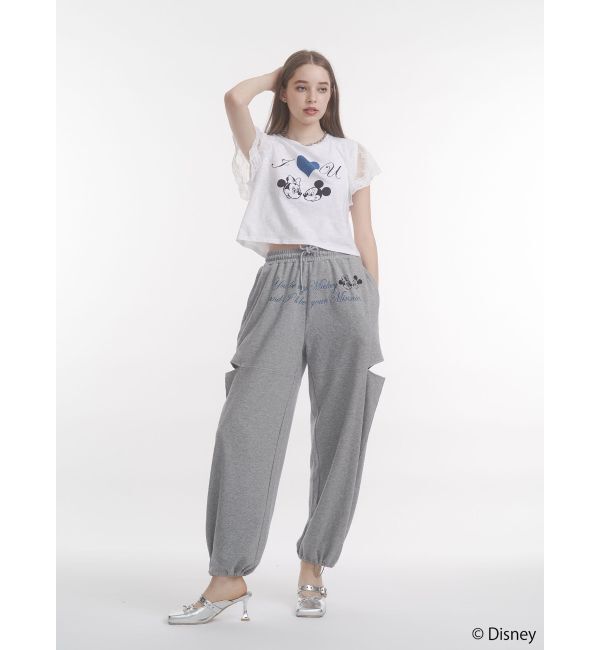 jouetie「【Mickey&Minnie】ILOVEレースリメイクトップス」|Tシャツ・カットソー|