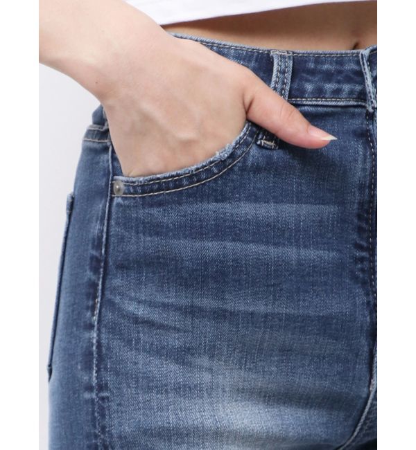 GYDA「ハイウエストGD embossダメージスキニーデニムパンツ」|デニム|