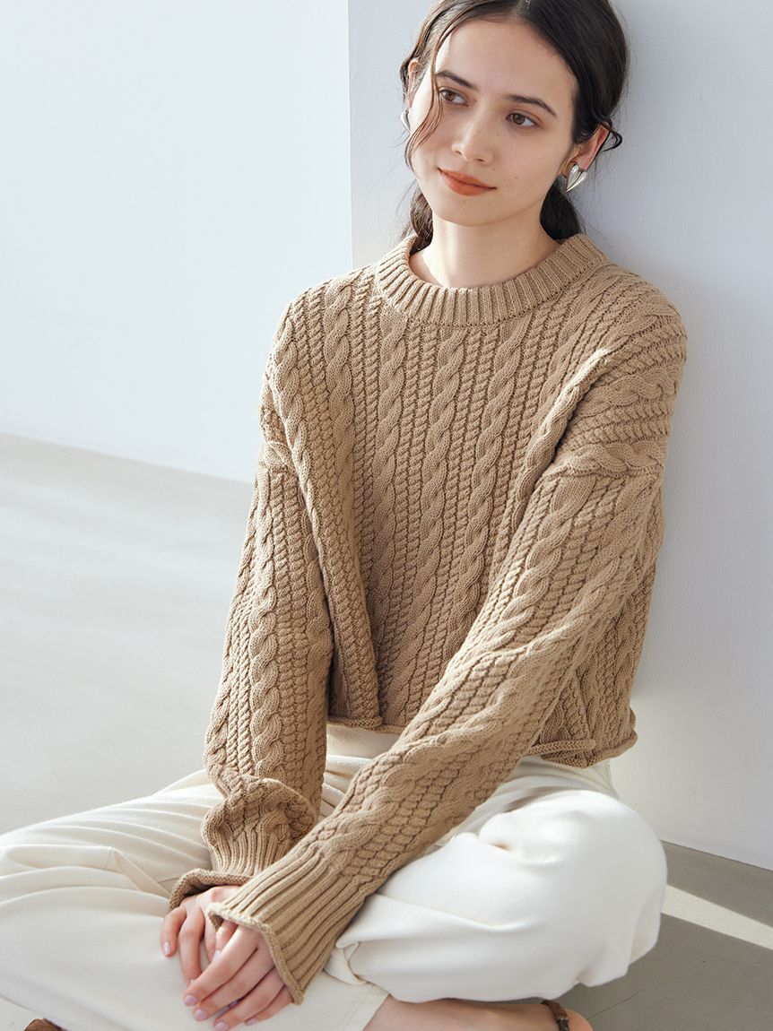 Mila Owen「ショートヘムケーブルニット」|ニット・セーター|CML