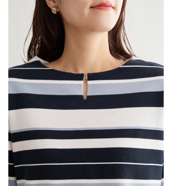 IKKA LOUNGE「リップルボーダーキーネックプルオーバー」|Tシャツ・カットソー|