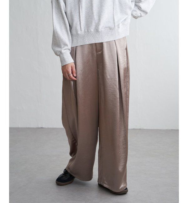 VENCE share style「サテンタックワイドパンツ」|デニム|