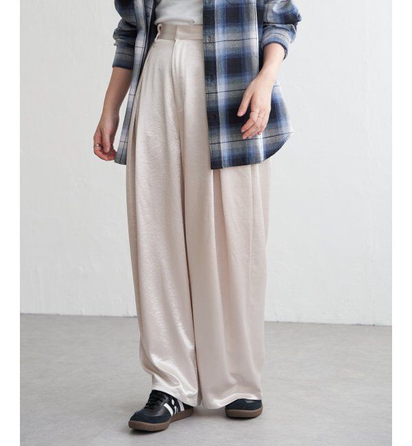 VENCE share style「サテンタックワイドパンツ」|デニム|