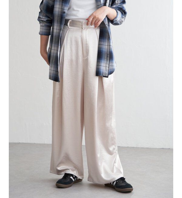 VENCE share style「サテンタックワイドパンツ」|デニム|