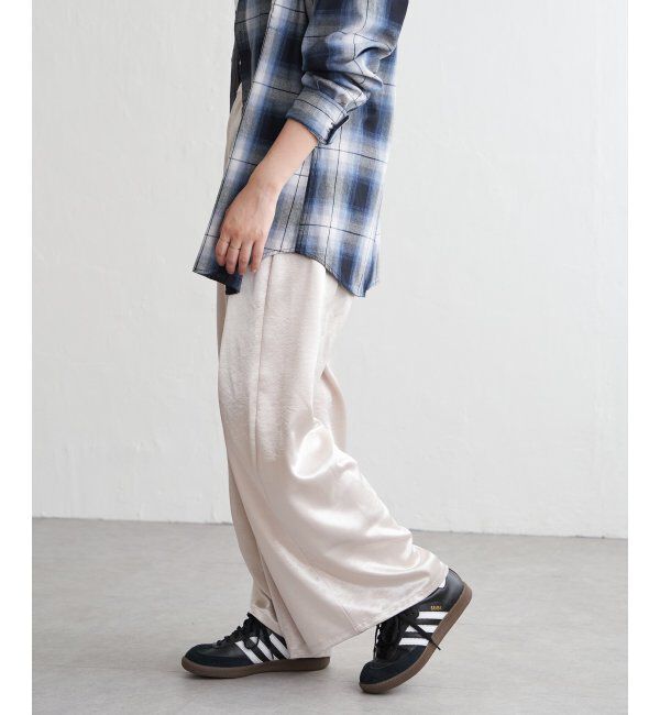 VENCE share style「サテンタックワイドパンツ」|デニム|