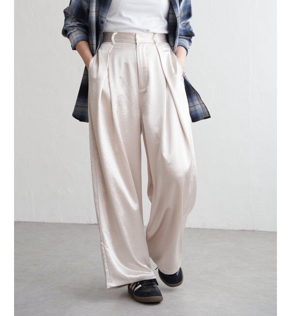 VENCE share style「サテンタックワイドパンツ」|デニム|