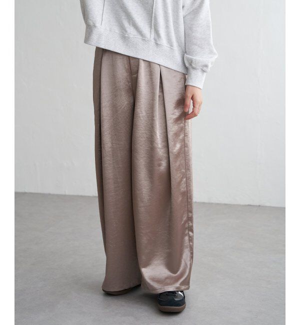 VENCE share style「サテンタックワイドパンツ」|デニム|
