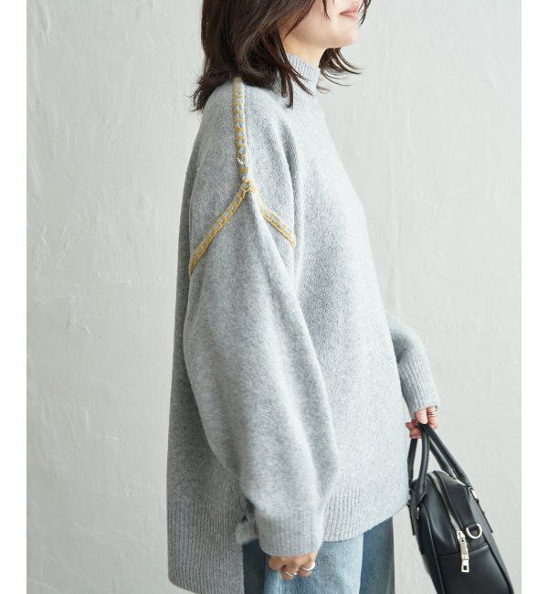 VENCE share style「配色ハンドステッチプルオーバー」|ニット・セーター|