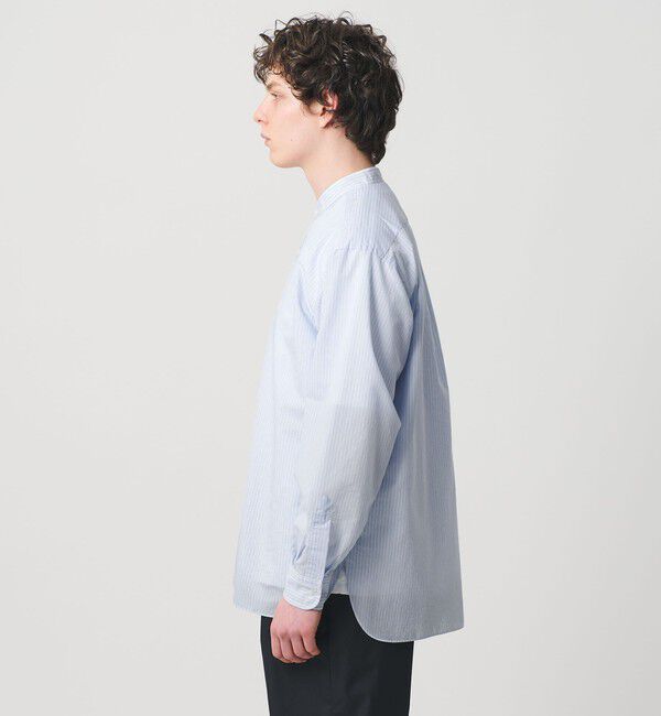 UNITED ARROWS「フェザーポプリン ストライプ バンドカラー シャツ」|シャツ・ブラウス|
