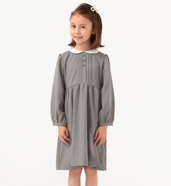 SHIPS KIDS「SHIPS KIDS:100～130cm /セレモニー ピンタック ツイル ワンピース」|ワンピース|ライトグレー