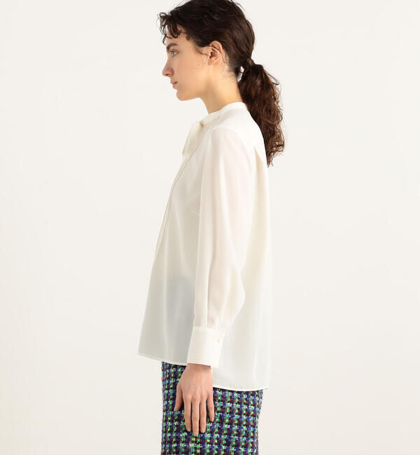 美品 ボールジィ クリアデシン ボウタイブラウス シャツ ホワイト 人気商品 Ballsey（ボールジィ） ブラウス シャツ クリアデシン フリルボウタイ