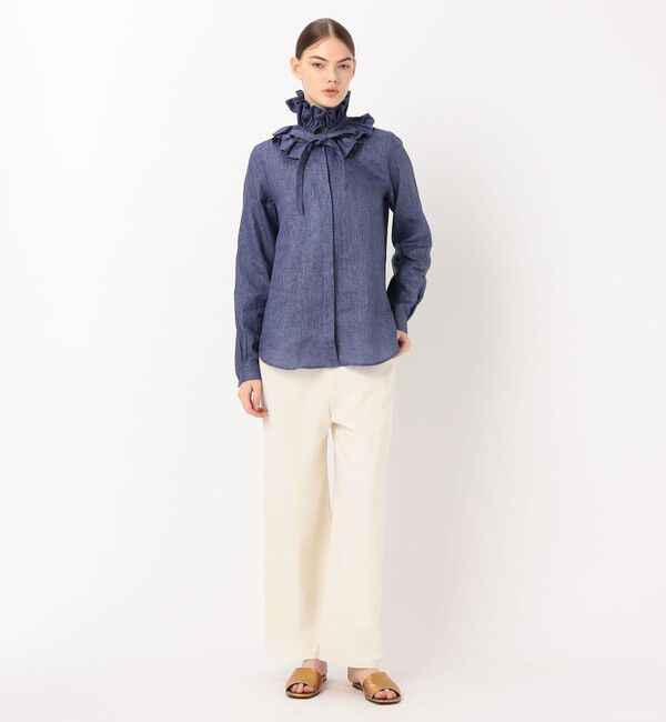 TOMORROWLAND BUYING WEAR「BOURRIENNE PASTEL リネン ラッフルカラーシャツ」|シャツ・ブラウス|