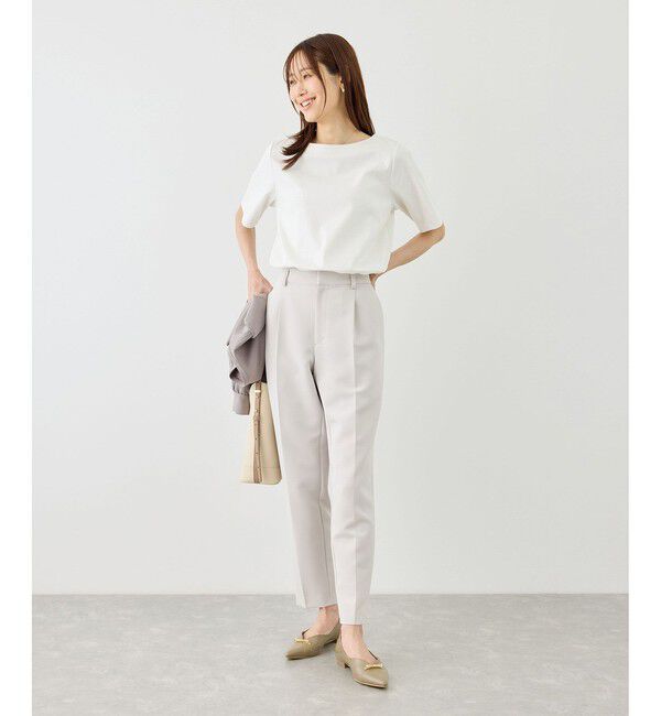 Rope&rsquo;Picnic「60シルケットボートネックハーフスリーブジャケットインナー」|Tシャツ・カットソー|
