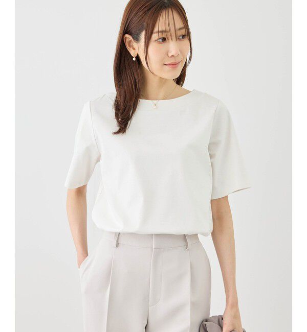 Rope&rsquo;Picnic「60シルケットボートネックハーフスリーブジャケットインナー」|Tシャツ・カットソー|