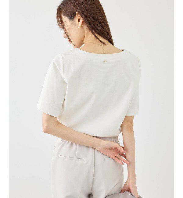 Rope&rsquo;Picnic「60シルケットボートネックハーフスリーブジャケットインナー」|Tシャツ・カットソー|