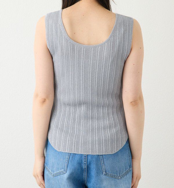  「【繊細なラメの艶感とアレンジ自在なデザイン】ストール付ラメリブタンクトップ」|ニット・セーター|