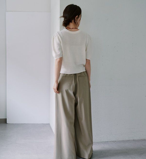  「ペーパーヤーン半袖パフニット」|カーディガン|