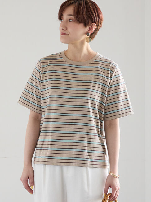 Te chichi「マルチボーダーTシャツ」|Tシャツ・カットソー|ベージュ