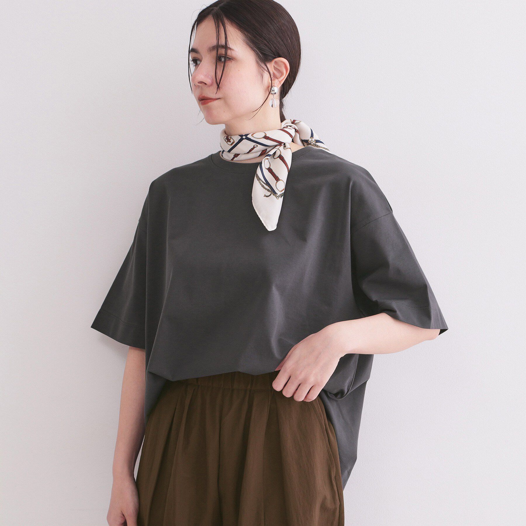 OPAQUE.CLIP「リラクシーカットソー【洗濯機OK】」|Tシャツ・カットソー|チャコールグレー(0