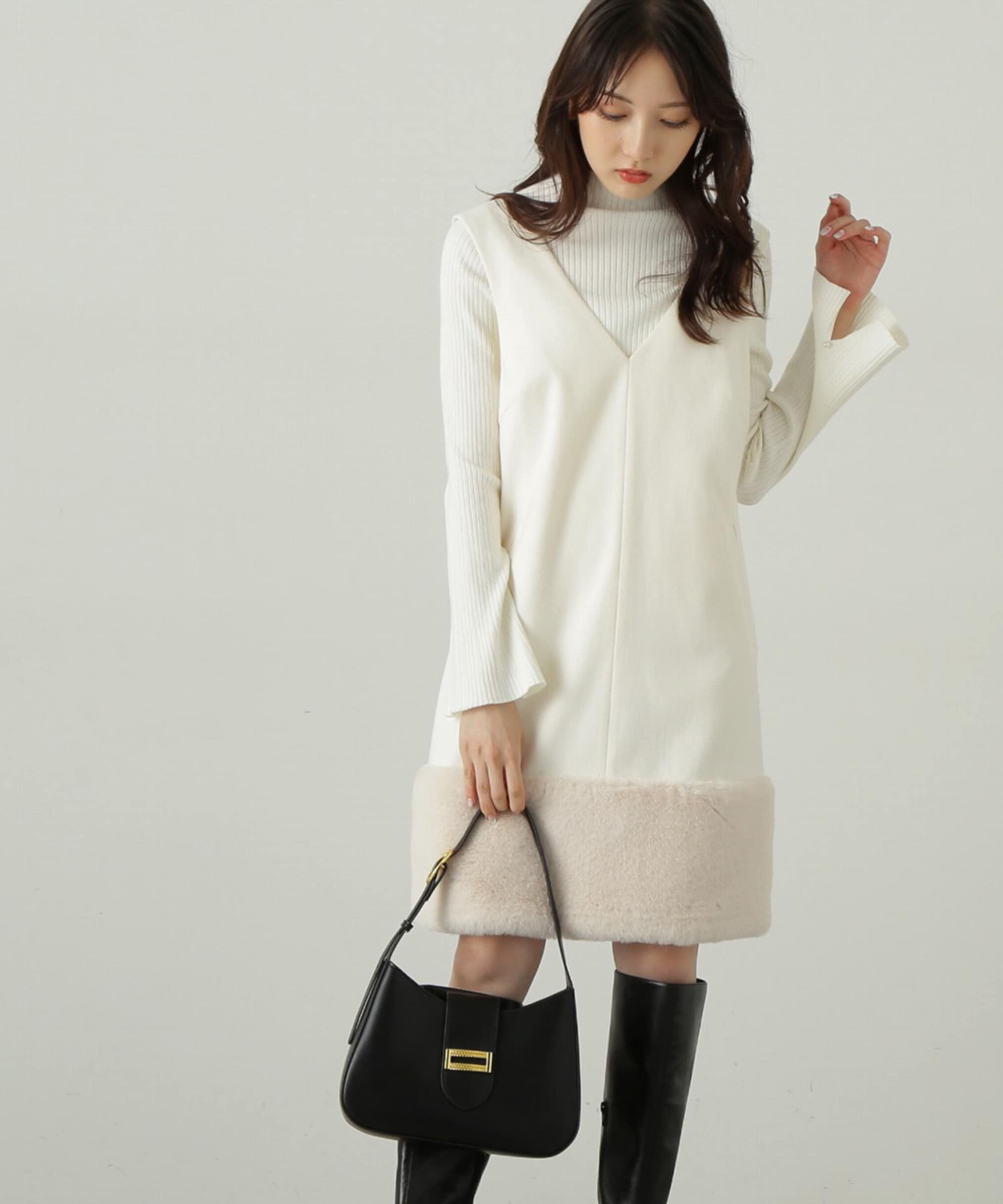 PROPORTION BODY DRESSING「ヘムフェイクファーミニジャンスカ　24AW」|ワンピース|エクリュ&times;エ  1