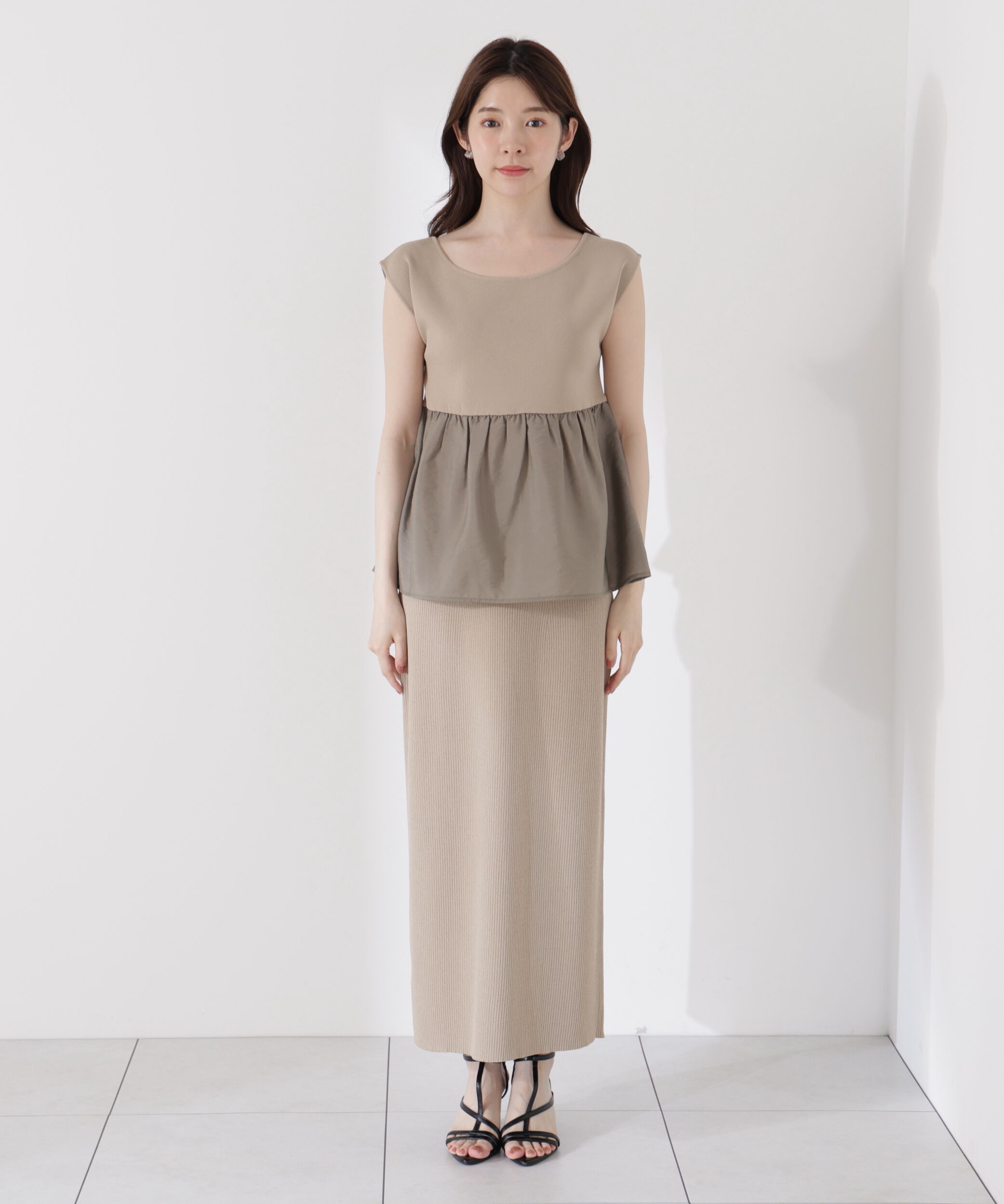 PROPORTION BODY DRESSING「〈接触冷感〉ペプラムニットセットアップ」|ワンピース|
