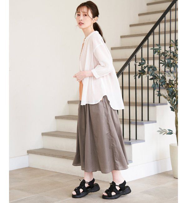 ikka「コットン楊柳バンドカラーシャツ」|シャツ・ブラウス|