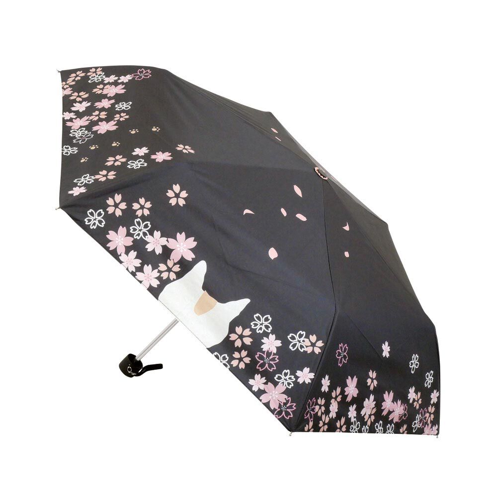 BACKYARD FAMILY「折りたたみ傘 ネコ 晴雨兼用 通販 折り畳み傘 晴雨兼用傘 晴雨兼用折りたたみ傘」|傘|ブラック1