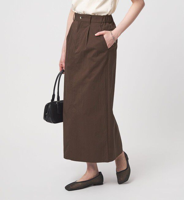 UNITED ARROWS green label relaxing「グロッシー スカート」|フレア|DK.BROWN