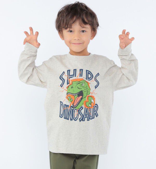 SHIPS KIDS「SHIPS KIDS:100～130cm / 恐竜 プリント 長袖 TEE」|Tシャツ・カットソー|