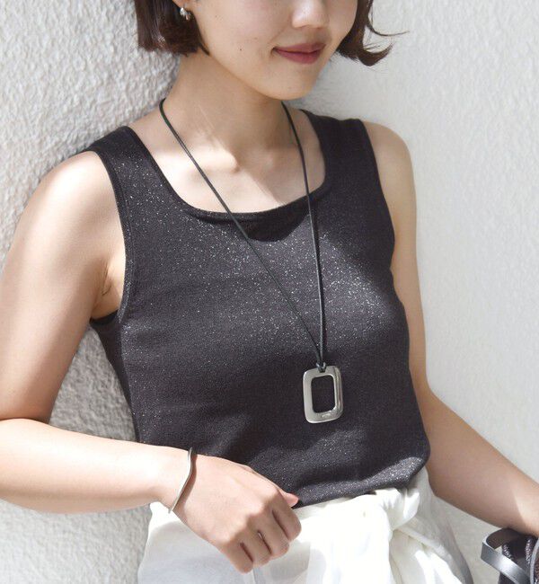 SHIPS for women「《一部予約》〈手洗い可能〉ラメ 2WAY ノースリーブ プルオーバー」|タンクトップ|ダークグレー
