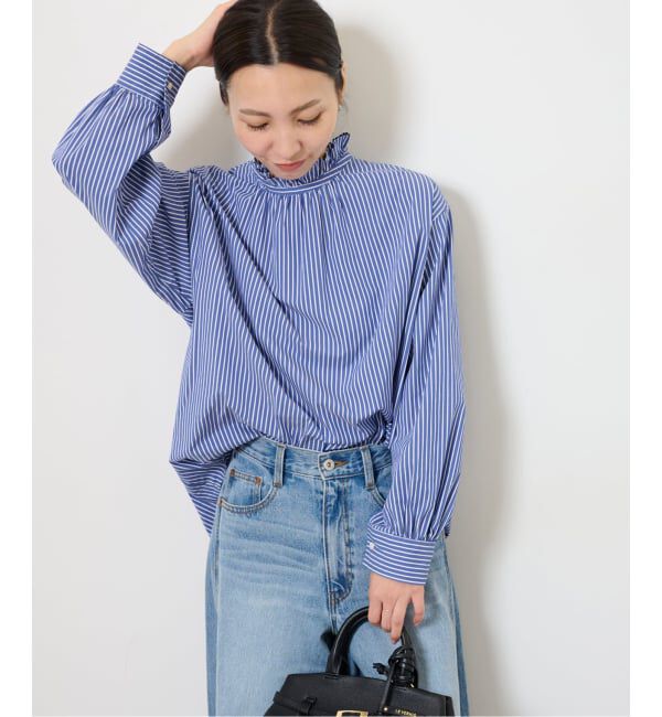 JOURNAL STANDARD relume「《追加3》ハイカウントストライプスタンドカラー2way」|シャツ・ブラウス|