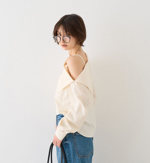 Rouge vif「【新色登場】【一部店舗限定】アシメオフショルブラウス」|シャツ・ブラウス|