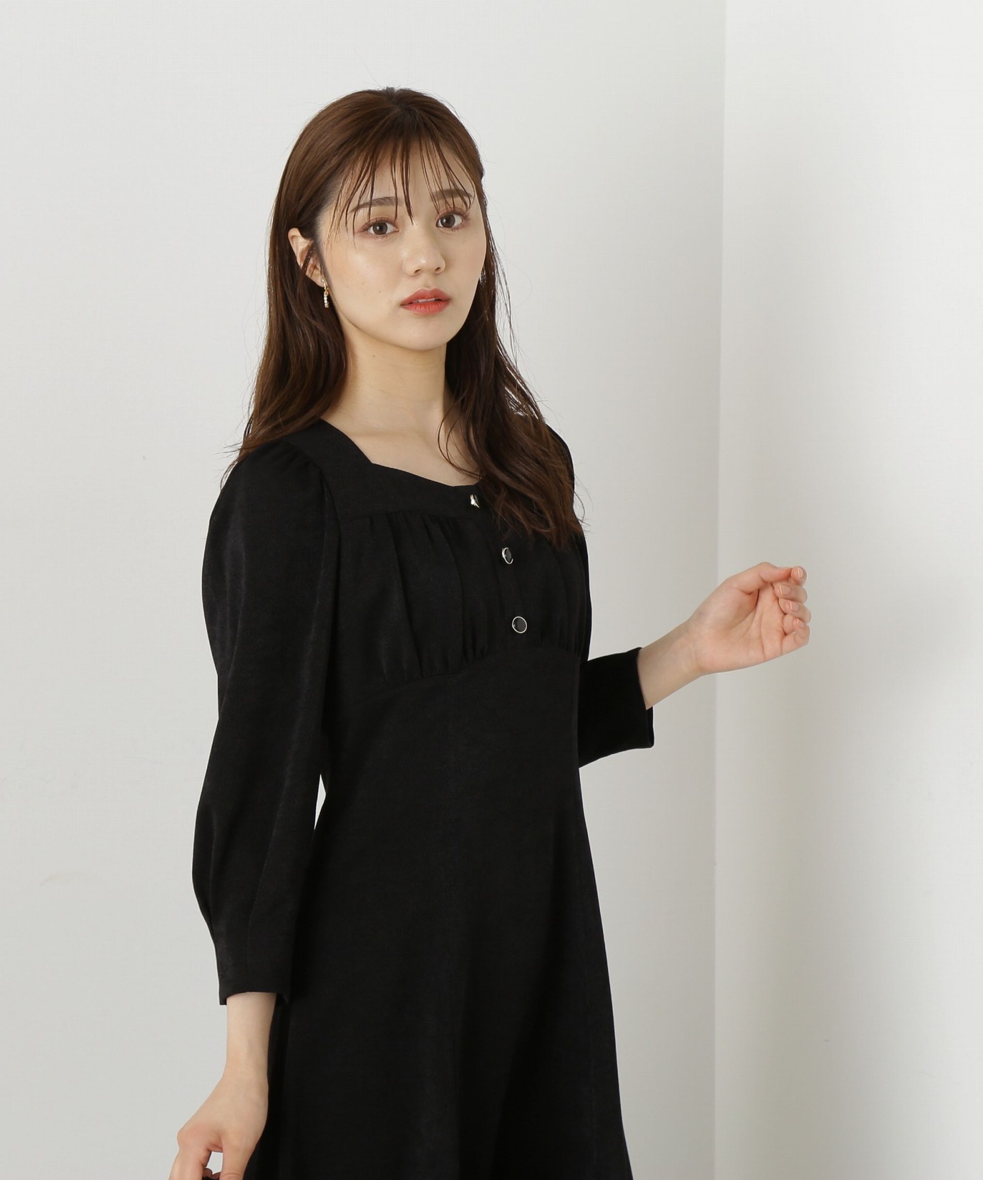 PROPORTION BODY DRESSING「起毛サテンフロント釦フレアーワンピース」|ワンピース|