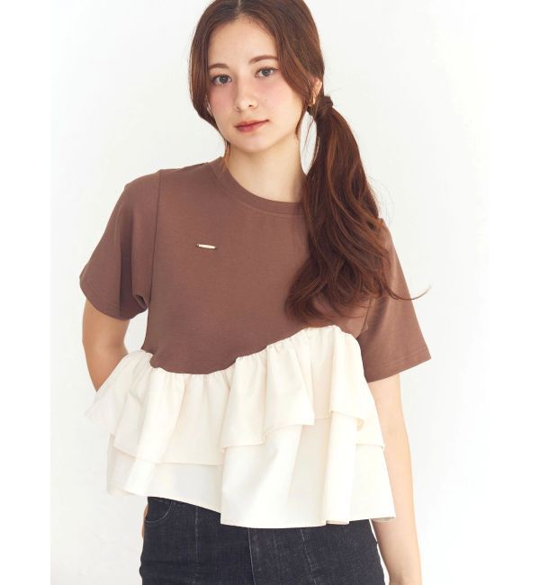 CALNAMUR「フリルヘムティアードＴシャツ」|Tシャツ・カットソー|ブラウン