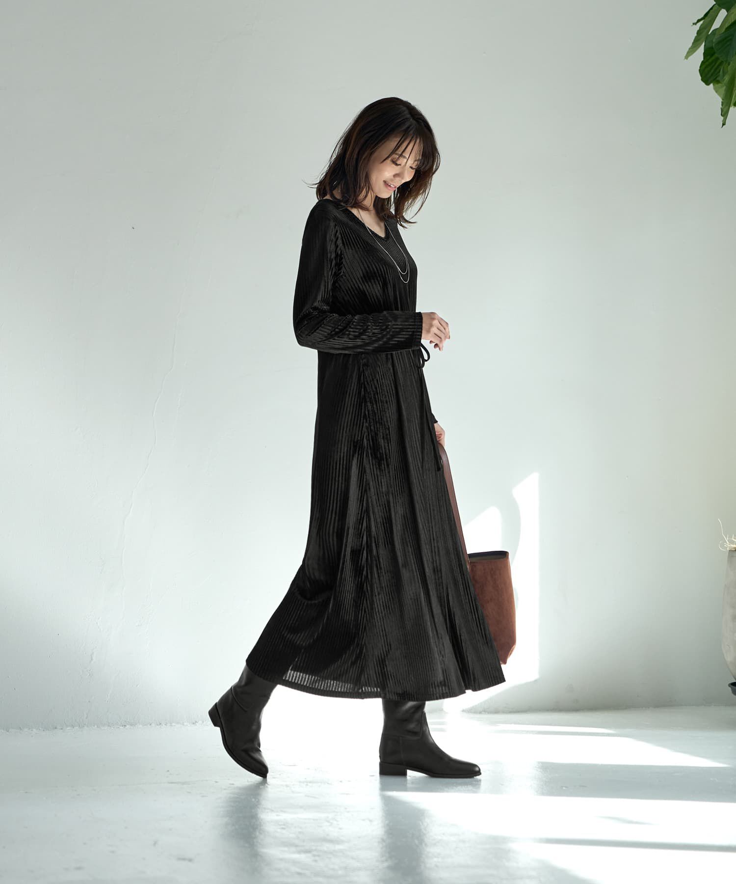 STYLE DELI「ストライプベロアワンピース」|ワンピース|