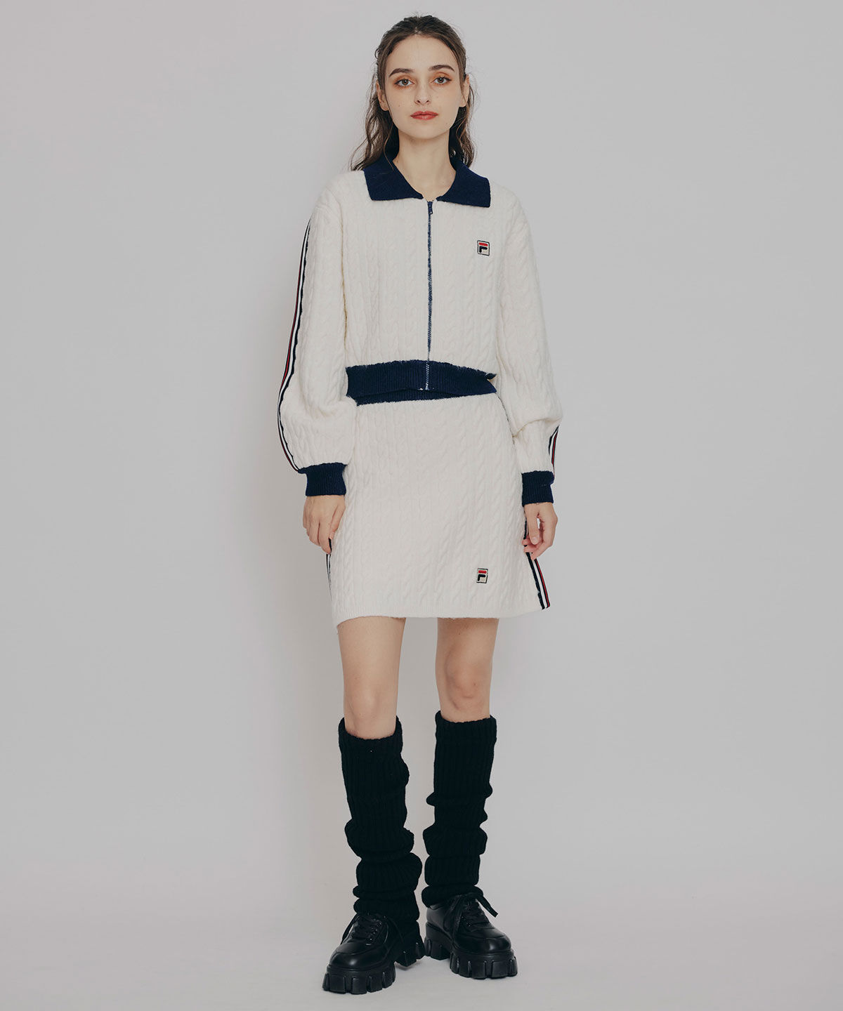 REDYAZEL「[FILA&times;REDYAZEL]ｹｰﾌﾞﾙﾆｯﾄﾄﾘｺﾛｰﾙﾗｲﾝｼﾞｬｹｯﾄ&times;ﾀｲﾄﾐ 」|ワンピース|